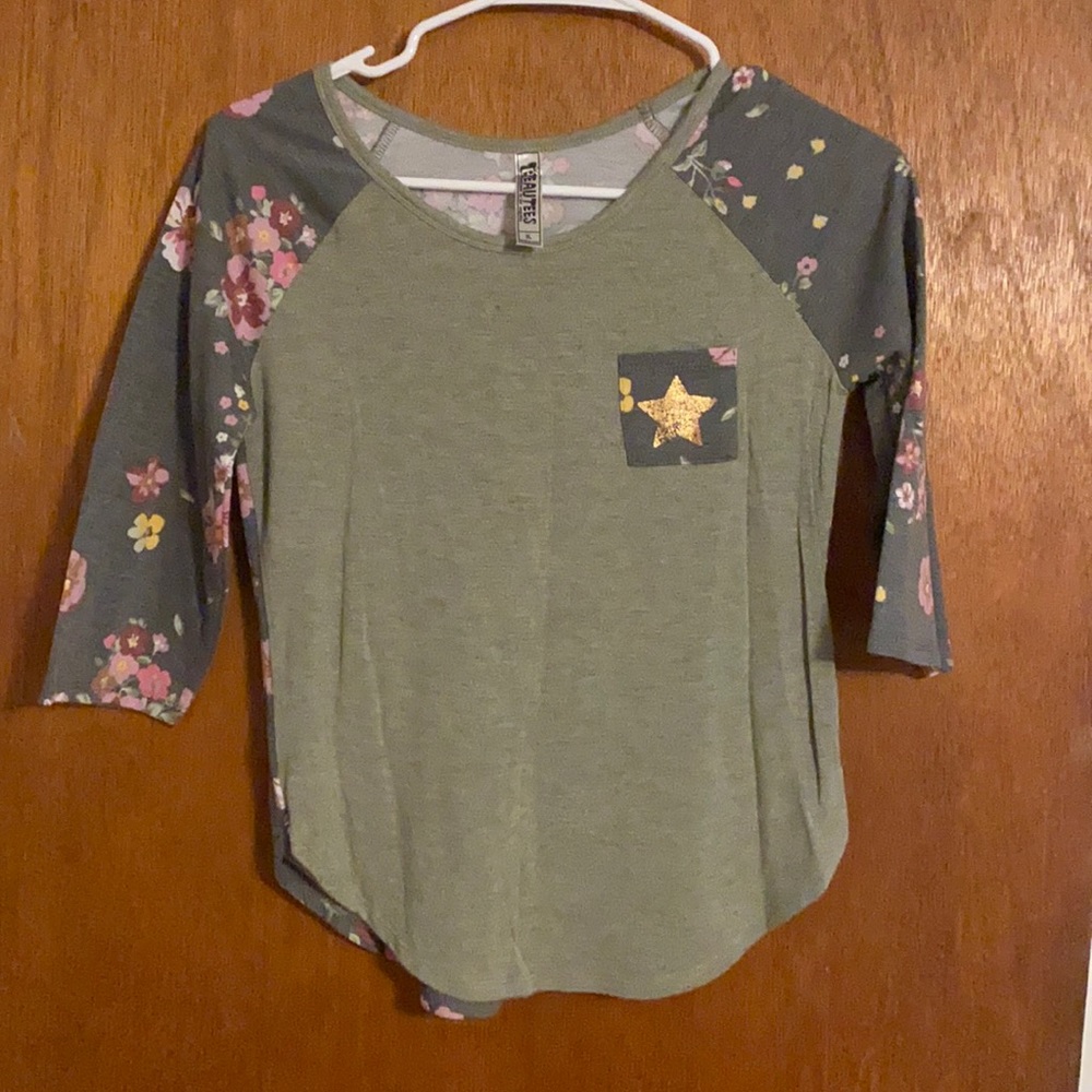 Girls XL 3/4 sleeve floral top
